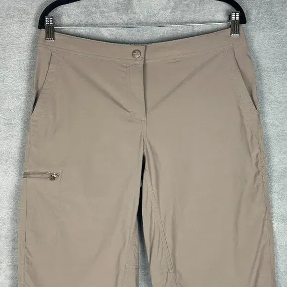 LL Bean Pants Women 10 Brown Comfort Trail Crop Stretch UPF Wicking Outdoor Hike - Picture 2 of 15